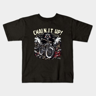 Bicycle Retro style Velocity Biker Virtuoso Bicycle: The Speed Seeker's Craft - Pin-up post apo Kids T-Shirt